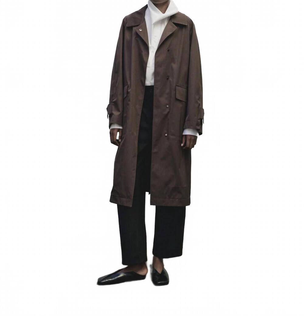 NEW MIJEONG PARK mid-weight trench coat in brown burgundy
